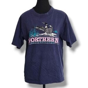 Northern Reflections “Northern” Loon Navy Wildlife Tee – Women’s M